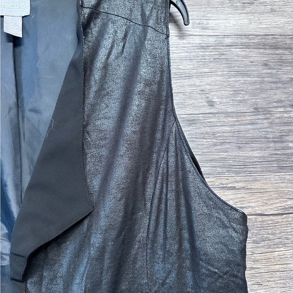 Chico's Black Metallic Vest Womens Size 2 - Picture 5 of 10